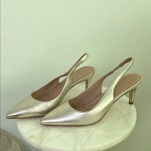 Cole Haan Gold Heels with Pointed Toe